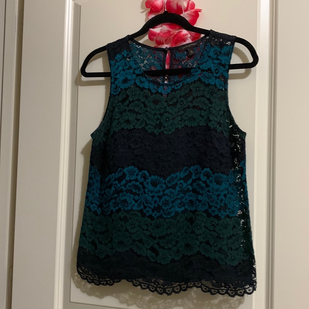 Banana Republic blue green lace sleeveless top ladies M